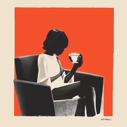 a painting of a woman with a glass in her hands