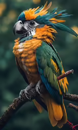 a parrot with a colorful feathers perched on a branch