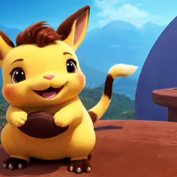 an animated figure of a pikachu holding a basketball