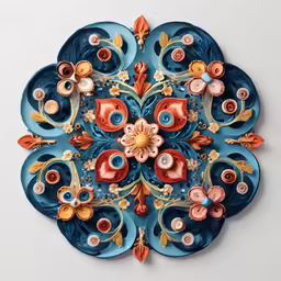 a circular sculpture of flowers and leaves