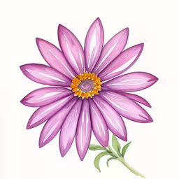 a painting of a purple flower on a white background,a flower with a pink center is shown in this image