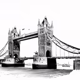 a black and white image of the tower bridge