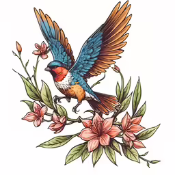 an image of a bird on some flowers