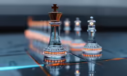 a chess piece with orange light on it