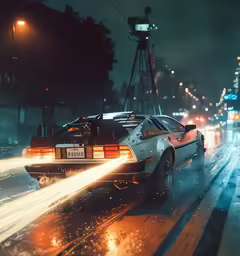the back end of a car driving down the street