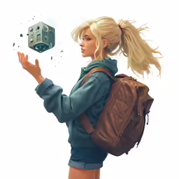 the art of digital painting with a girl holding out her hand to someone who is hovering on