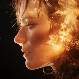 a poster of a woman that is staring off into the distance