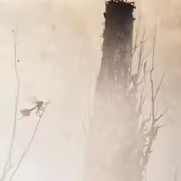 water running from a tall tower into the air