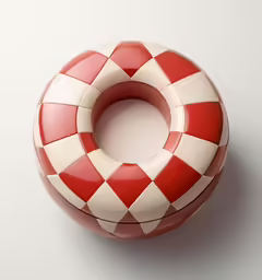 an empty box with red and white checkers