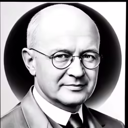 this is a black and white photo of a man wearing glasses