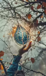 someone holding up a lit up globe in front of their face