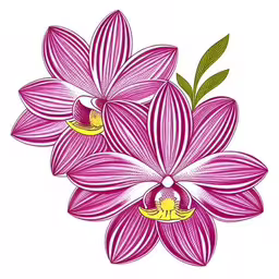 some purple flowers with yellow stamen on it,three flowers with green leaves on top of it