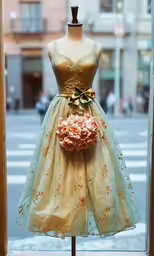 a mannequin dressed in a dress with flowers