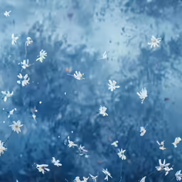 white daisies floating out of a window in the cold