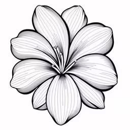 an outlined flower on a white background,a white flower with black stripes and a single center