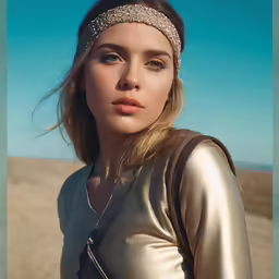 a beautiful woman standing near the ocean