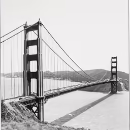 a photo of a suspension bridge spanning over water