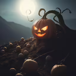 a halloween pumpkin with an octopus head carved into it