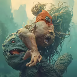 a very cute girl riding on the back of a creature
