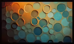 an artistic photograph of circles and shapes on a metallic surface