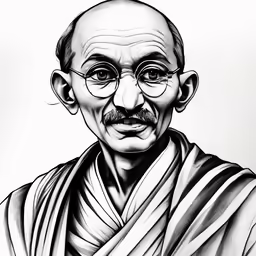 an ink portrait of the late maha gandhi