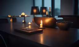 candlelight candles that are lit in the dark