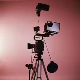 an image of a camera tripod being used by someone