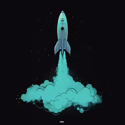 a drawing of a space shuttle flying in the night sky