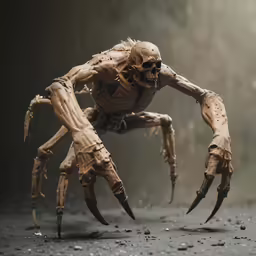 a creepy looking spider with claws outstretched and its arms stretched