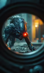 there is a reflection of someone in the mirror