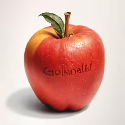 an apple with a stem has the word kohlmbalt written in it