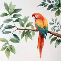 the colorful parrot is perched on the branch