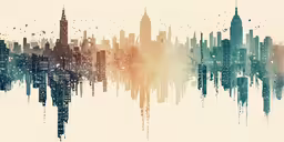 an image of a skyline with a lot of buildings