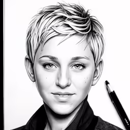 a drawing of a person with hair