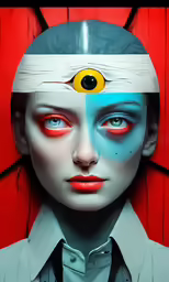 a man with an eye painted to look like an alien