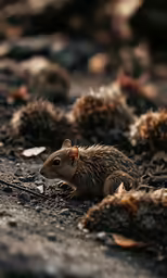 a small rodent is sitting on the ground