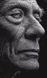 a drawing of a man with lines all over him