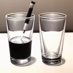 a close up of two glasses with a cigarette