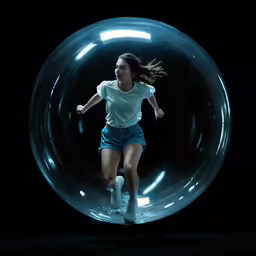 a girl in motion in the inside of a bowl