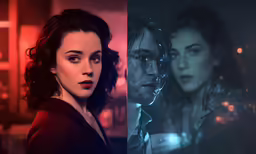 two images of actors in movies, one of which has dark hair