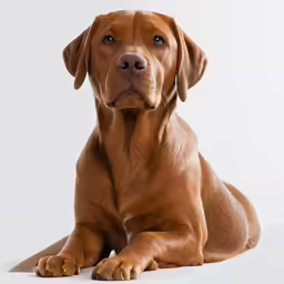 a dog is sitting and looking at the camera