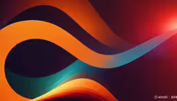 an orange and blue abstract background with some dark colors,an abstract photo with a curved background and some light at the end of the scene