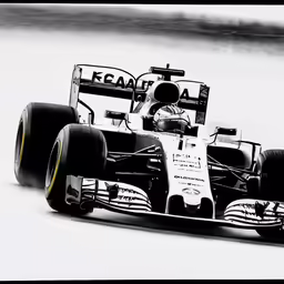 the white race car is on its track