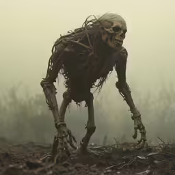 there is a creepy skeleton on top of the ground
