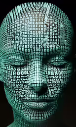 the image has many letters in its face