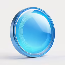 a metal disk with a curved blue plastic cover