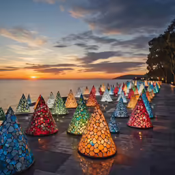 the water and lights are all designed like glass