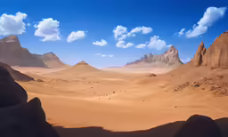 a desert area with rocky formations and sky