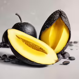 a sliced and whole banana on the ground