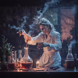 a man working in a lab filled with smoke